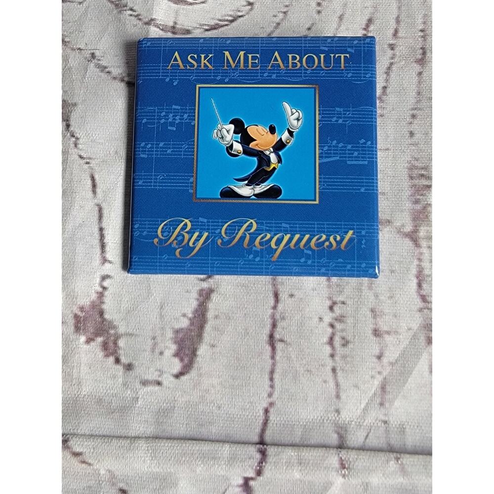 Disney Mickey Mouse Pin Button Ask Me About By Request Staff Collector Pin